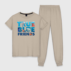 Пижама хлопковая женская True Blue Friends, цвет: миндальный