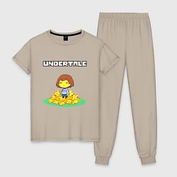 Пижама хлопковая женская UNDERTALE, цвет: миндальный