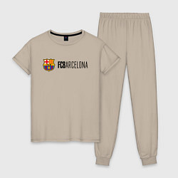 Пижама хлопковая женская Barcelona FC, цвет: миндальный
