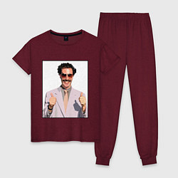 Пижама хлопковая женская Борат Z, цвет: меланж-бордовый