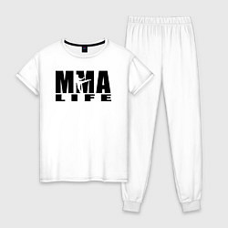Пижама хлопковая женская MMA, цвет: белый