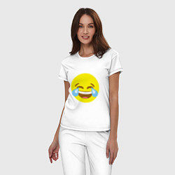 Пижама хлопковая женская Эмоджи смех, цвет: белый — фото 2