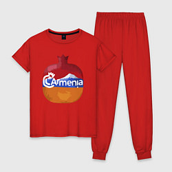 Пижама хлопковая женская Армения, цвет: красный