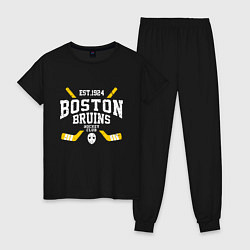 Пижама хлопковая женская Бостон Брюинз, цвет: черный