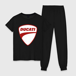 Пижама хлопковая женская Ducati Logo Дукати Лого Z, цвет: черный