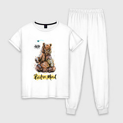 Пижама хлопковая женская Мудрый медведь, цвет: белый