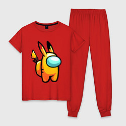 Пижама хлопковая женская AMONG US - PIKACHU, цвет: красный