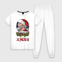 Пижама хлопковая женская Bad Santa, цвет: белый