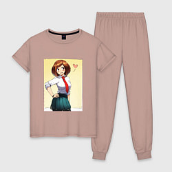 Пижама хлопковая женская Ochako Uraraka, цвет: пыльно-розовый