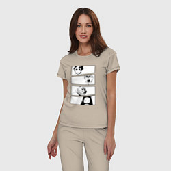 Пижама хлопковая женская Клинок рассекающий демонов, цвет: миндальный — фото 2