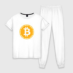 Пижама хлопковая женская Bitcoin Биткоин, цвет: белый