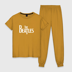 Пижама хлопковая женская The Beatles цвета горчичный — фото 1