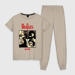 Пижама хлопковая женская The Beatles LET IT BE, цвет: миндальный
