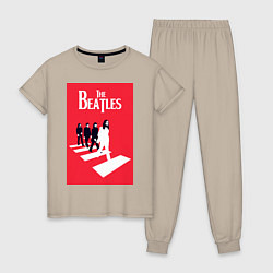 Пижама хлопковая женская The Beatles, цвет: миндальный