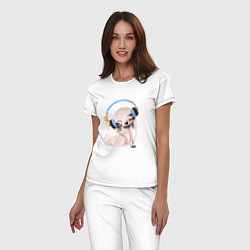 Пижама хлопковая женская Собачка в наушниках, цвет: белый — фото 2