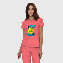 Пижама хлопковая женская Easy Peasy Lemon Squeezy, цвет: коралловый — фото 2