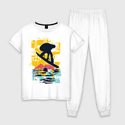 Пижама хлопковая женская Snowboarding, цвет: белый