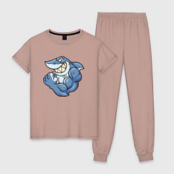 Пижама хлопковая женская Shark Fit, цвет: пыльно-розовый