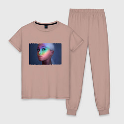 Пижама хлопковая женская Ariana Grande, цвет: пыльно-розовый