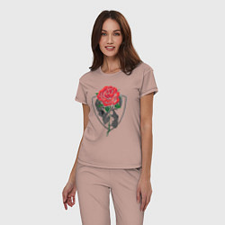Пижама хлопковая женская Skull&Rose, цвет: пыльно-розовый — фото 2