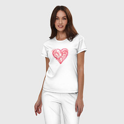 Пижама хлопковая женская Ветвистое Сердце, цвет: белый — фото 2