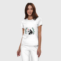Пижама хлопковая женская Мама панда с малышом, цвет: белый — фото 2