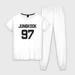 Пижама хлопковая женская BTS - Jungkook 97, цвет: белый