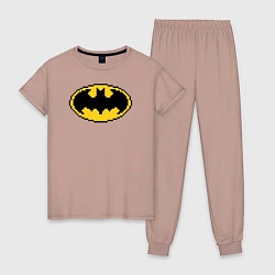 Пижама хлопковая женская Batman 8 bit, цвет: пыльно-розовый