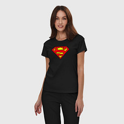 Пижама хлопковая женская Superman 8 bit, цвет: черный — фото 2