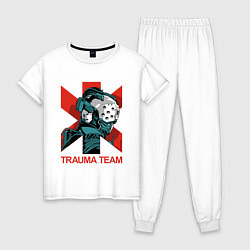 Пижама хлопковая женская TRAUMA TEAM Cyberpunk 2077, цвет: белый