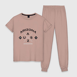 Пижама хлопковая женская Штат Аризона Хипстерское лого, цвет: пыльно-розовый