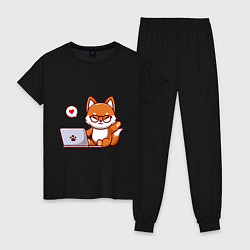 Женская пижама Cute fox and laptop