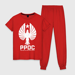 Пижама хлопковая женская Тихоокеанский рубеж, PPDC, цвет: красный