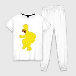 Пижама хлопковая женская Голый Гомер Симпсон, цвет: белый
