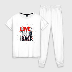 Пижама хлопковая женская Love back, цвет: белый