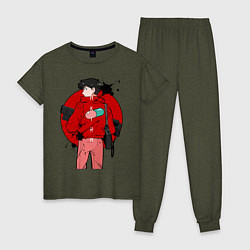 Пижама хлопковая женская Акира, цвет: меланж-хаки