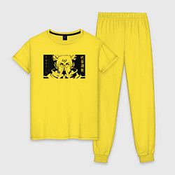 Пижама хлопковая женская Магическая битва Сукуна, цвет: желтый