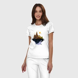 Пижама хлопковая женская Abstract Geometry Shark Island, цвет: белый — фото 2