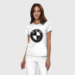 Пижама хлопковая женская BMW LOGO CARBON, цвет: белый — фото 2