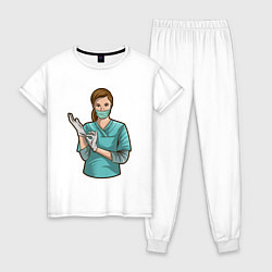 Пижама хлопковая женская Медсестра Nurse Z, цвет: белый