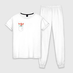 Пижама хлопковая женская Zoidberg карман, цвет: белый