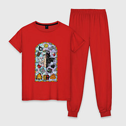 Пижама хлопковая женская Фреска Исаак, цвет: красный