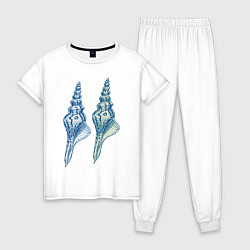 Пижама хлопковая женская Sea House II, цвет: белый
