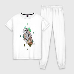 Пижама хлопковая женская Owl rhombus, цвет: белый