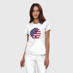 Пижама хлопковая женская Флаг США и Инь Ян, цвет: белый — фото 2