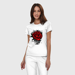 Пижама хлопковая женская Красная Роза Red Rose, цвет: белый — фото 2