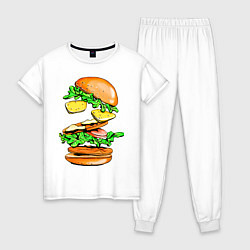 Пижама хлопковая женская King Burger, цвет: белый