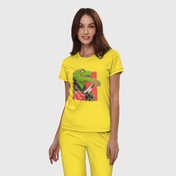 Пижама хлопковая женская Caiman and Jiaozi, цвет: желтый — фото 2