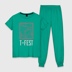 Пижама хлопковая женская T-FEST, цвет: зеленый