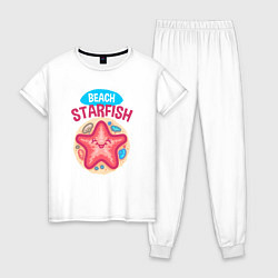 Пижама хлопковая женская Морская звезда, цвет: белый
